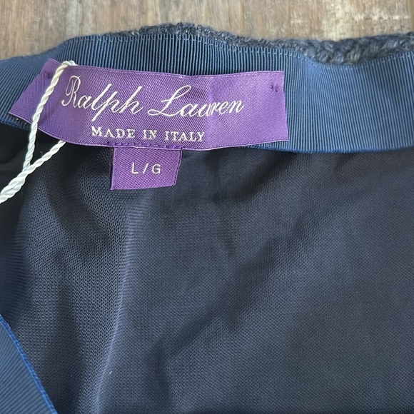 Ralph Lauren Collection Purple Label Ruffle Trim Blue Pencil Skirt Large NEW - Picture 9 of 12